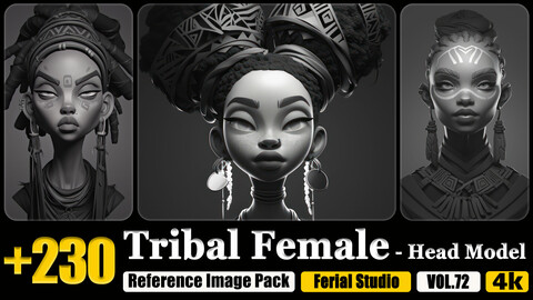 230 Tribal Female - Head Model Reference Image Pack v.72 |4K|