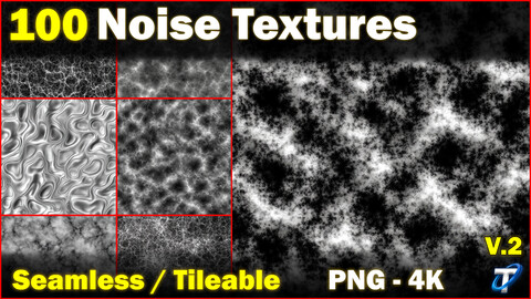 100 Ultra High-Quality Noise Textures / Noise Displacement / Noise Alpha (Seamless and Tileable) Vol 2