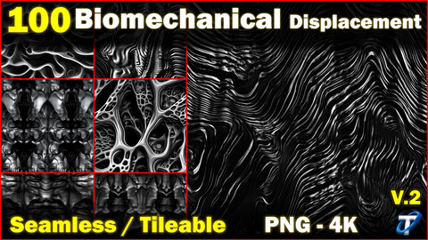 100 Ultra High-Quality Biomechanical Displacements / Biomechanical Alpha (Seamless and Tileable) Vol 2