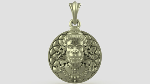 Hanuman Face Pendant File-1