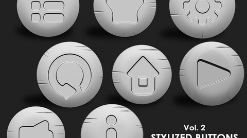 Stylized Game buttons IMM Brushes 8 in one vol 2