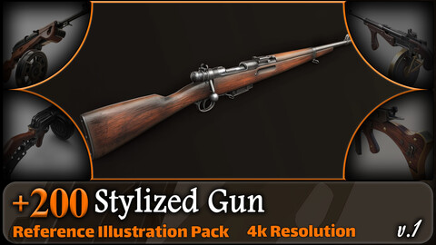 200 Stylized Gun Reference Pack | 4K | v.1