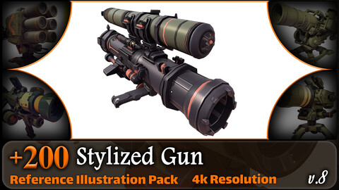 200 Stylized Gun Reference Pack | 4K | v.8