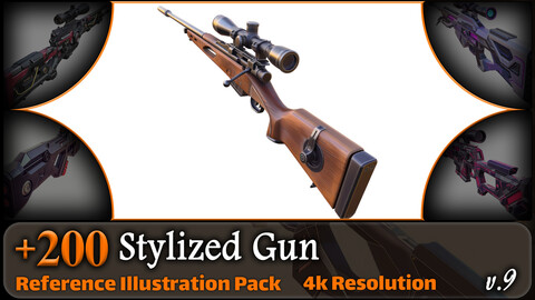 200 Stylized Gun Reference Pack | 4K | v.9