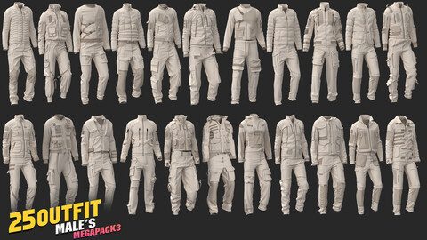 25models of outfit male's megapack 85%off/ marvelous & clo3d / OBJ / FBX "Only $3 for 24 hours."!!