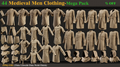 45 Medieval Men Clothing-MEGA PACK(zprj-fbx)- VOL 4