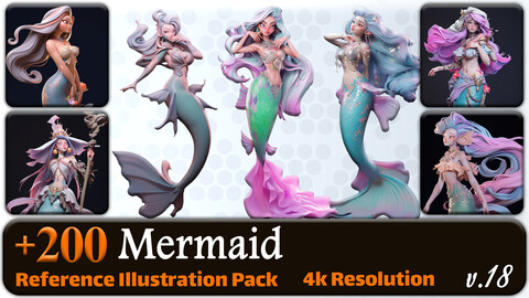 200 Mermaid Reference Pack | 4K | v.18