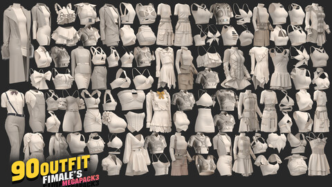 90models of outfit fimale's megapack 85%off/ marvelous & clo3d / OBJ / FBX