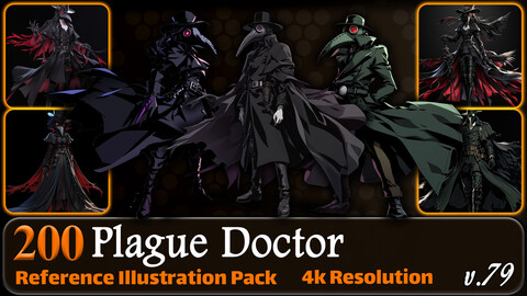 200 Anime Plague Doctor (Full Body) Reference Pack | 4K | v.79