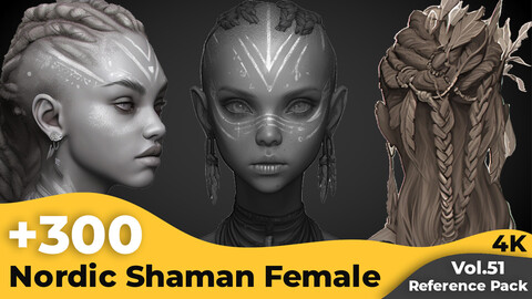 +300 Nordic Shaman Female Head Sculpt Reference Images(4k)