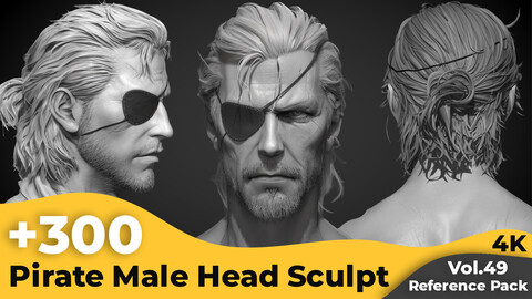 +300 Pirate Male Head Sculpt Reference Images(4k)