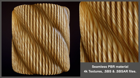 Seamless PBR Rope Material Texture (antique, stylized)