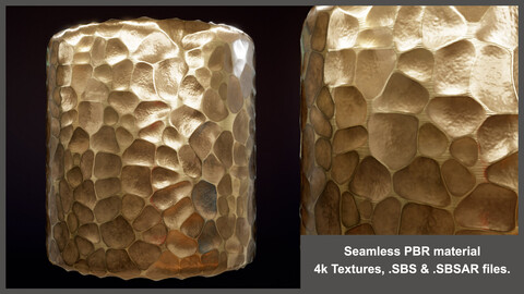 Seamless Hammered Gold PBR Material Texture