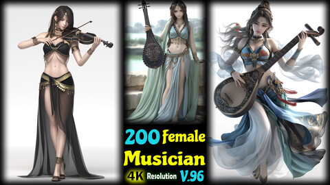 200 Female Musician - 4K Resolution - V.96