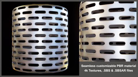 Perforated Metal Mesh Material Textures (Substance, steel, grille, panel, perforation, slotted, pattern, holes)