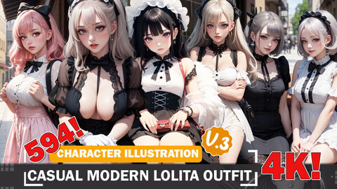 594 Casual Modern Lolita Outfit Diverse Outfit Character Design Reference Art V3 4K