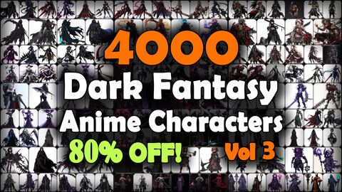 4000 Anime Dark Fantasy Characters (Full Body) Reference Pack | MEGA Bundle | 4K | v.3