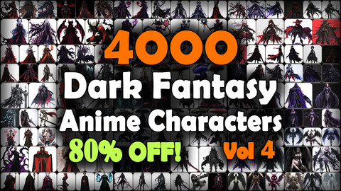 4000 Anime Dark Fantasy Characters (Full Body) Reference Pack | MEGA Bundle | 4K | v.4