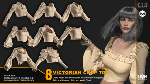 Victorian Style | 8 Crop Top (ZPRJ+FBX+OBJ Files)