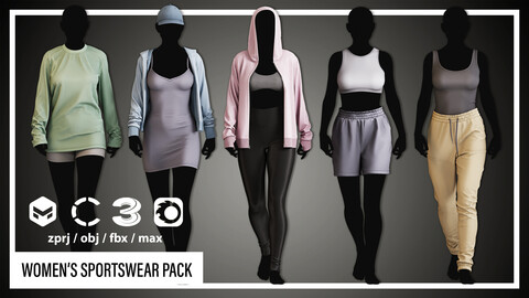 WOMEN’S SPORTSWEAR PACK (CLO3D, MD PROJECTS+OBJ+FBX+.max)