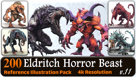 200 Eldritch Horror Beast (Full Body) Reference Pack | 4K | v.11