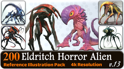 200 Eldritch Horror Alien (Full Body) Reference Pack | 4K | v.13