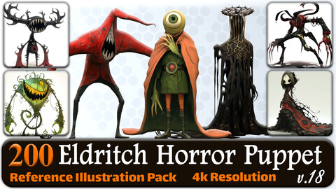 200 Eldritch Horror Puppet (Full Body) Reference Pack | 4K | v.18