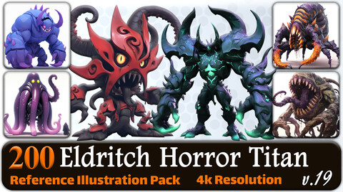 200 Eldritch Horror Titan (Full Body) Reference Pack | 4K | v.19