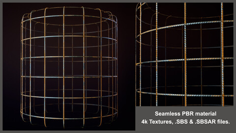 Seamless Armature Carcass PBR Material Textures (Substance, grid, construction)