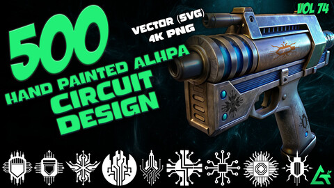 500 Hand Painted Alpha Circuit Design (MEGA Pack) - Vol 74