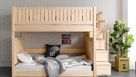 solid wood super single bunk bed