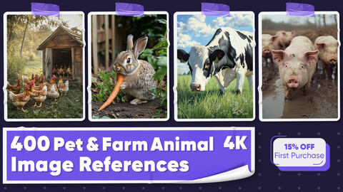 400 Pet and Farm Animal Image References - Vol 01