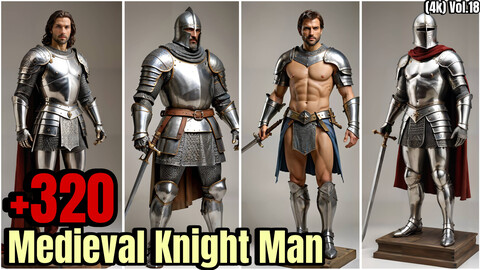 +320 Medieval Knight Man Character Concept(4k)