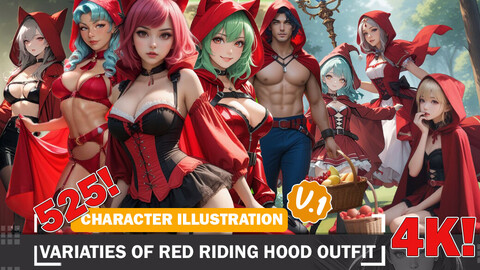 525 Varieties of Red Riding Hood Diverse Outfits Character Design Reference Art V1 4K