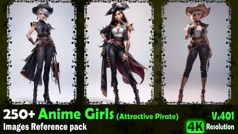 250+ Anime Girls (Attractive Pirate) Images Reference Pack - 4K Resolution - V.401