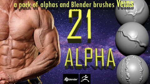 pack of 21 Alphas and Blender Brushes - Veins