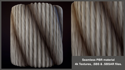 Seamless PBR Rope Grey Material Textures (Substance, rope, knit, stylized, antique, pattern, bind, woven, stripe)