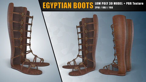 Egyptian Boots - Game Ready Model - PBR Textures