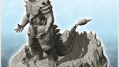 Godzilla dragon standing on ridge (5) | STL for 3D Printing Printer | Hard Surface