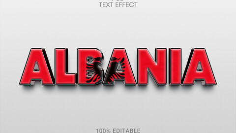 3D Albania. PSD fully editable text effect. Layer style PSD mockup template