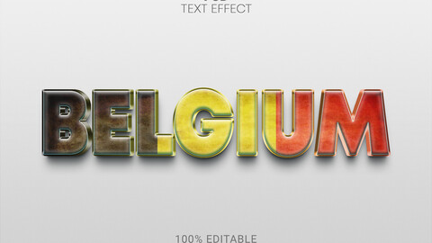 3D Belgium. PSD fully editable text effect. Layer style PSD mockup template