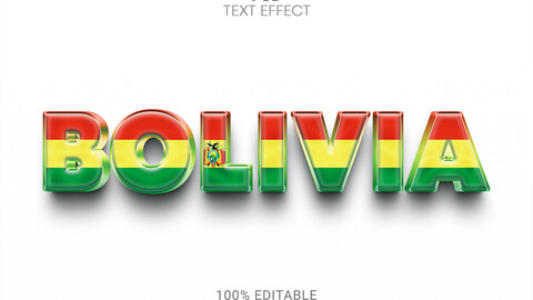 3D Bolivia. PSD fully editable text effect. Layer style PSD mockup template