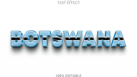 3D Botswana. PSD fully editable text effect. Layer style PSD mockup template