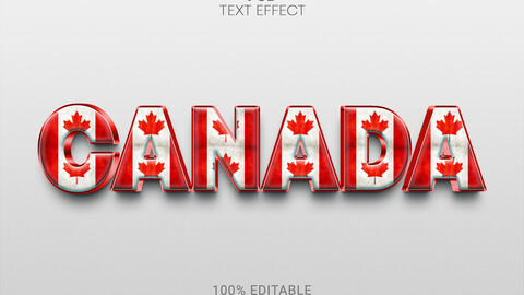 3D Canada. PSD fully editable text effect. Layer style PSD mockup template