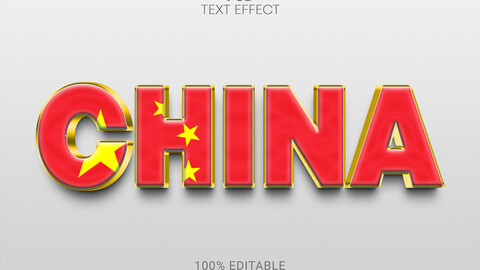 3D China. PSD fully editable text effect. Layer style PSD mockup template