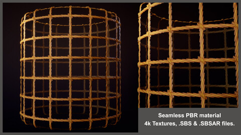 Seamless PBR Material Net Textures (Substance, stylized, fishing, rope, knited)