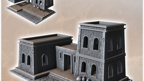 Desert building with stone floor and large windows (18) | STL for 3D Printing