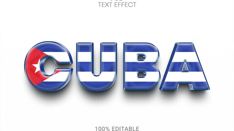 3D Cuba. PSD fully editable text effect. Layer style PSD mockup template