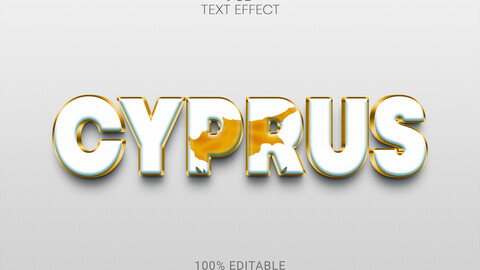 3D Cyprus. PSD fully editable text effect. Layer style PSD mockup template