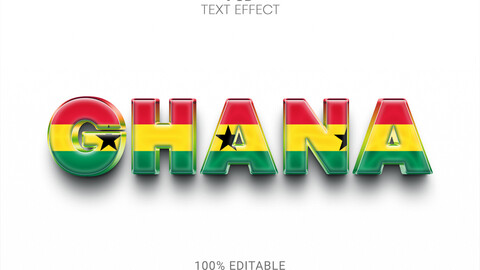 3D Ghana. PSD fully editable text effect. Layer style PSD mockup template